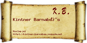 Kintner Barnabás névjegykártya